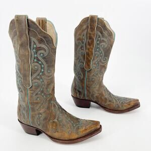 Vintage Old Gringo Rust Turquoise Celeste Star Print Western Cowgirl Boot size 6